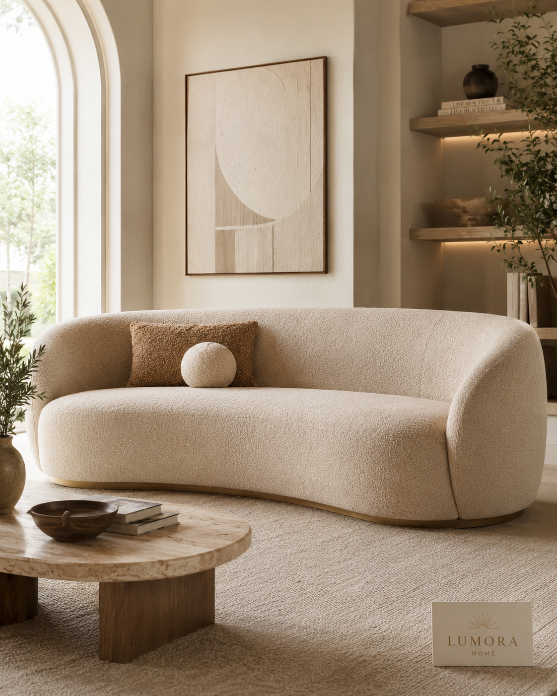 Lumora™ Curved Bouclé Sofa