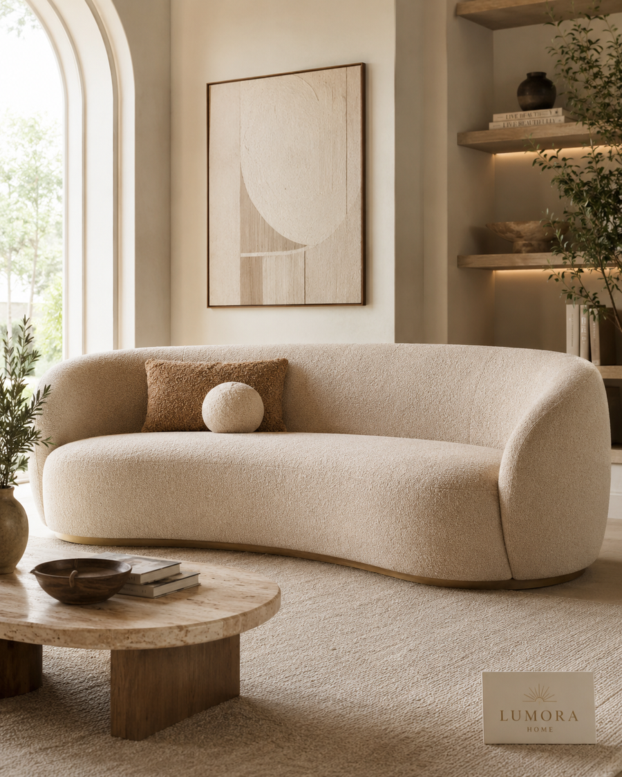 Lumora™ Curved Bouclé Sofa