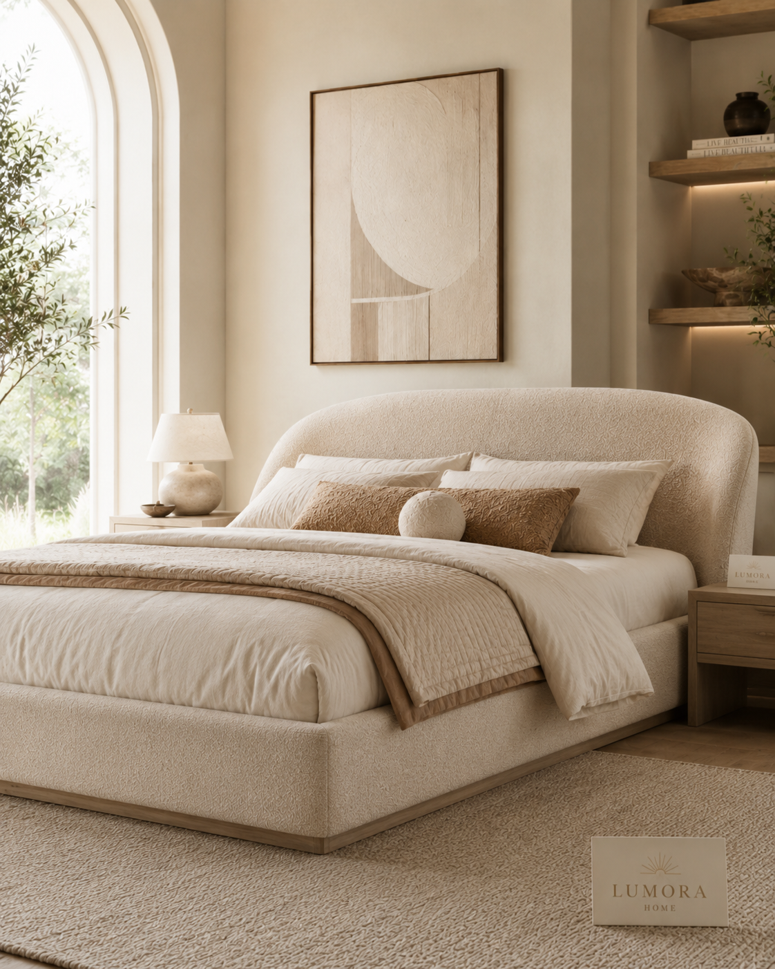 Lumora™ Ivory Cloud Bed Frame