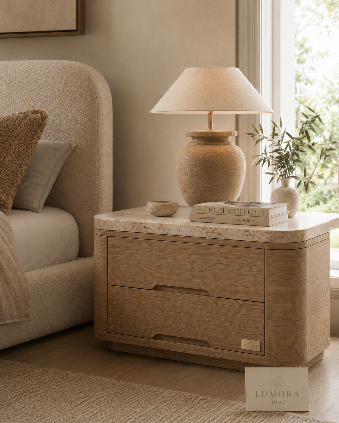 Lumora™ Marble-Top Nightstand