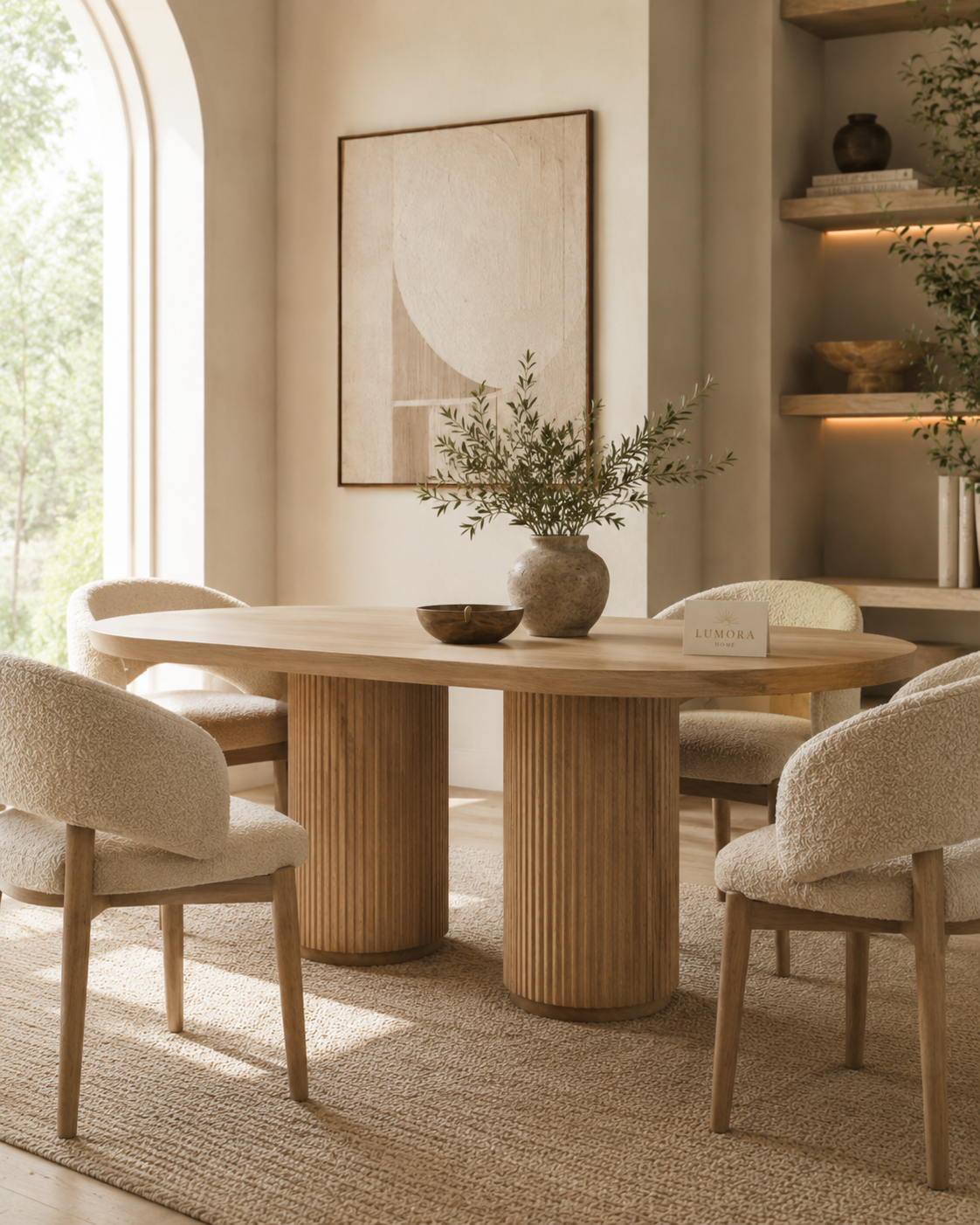 Lumora™ Fluted Oak Dining Table Set