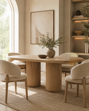 Lumora™ Fluted Oak Dining Table Set